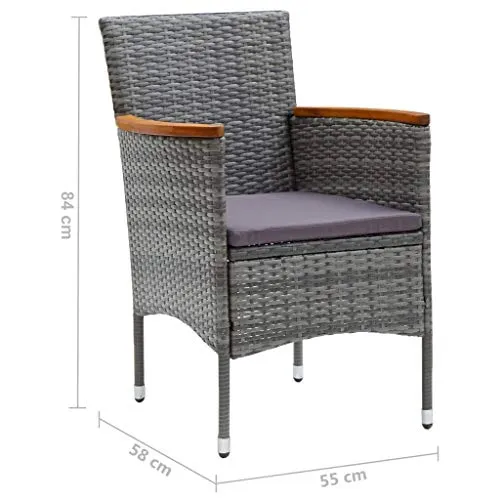 Generisch Kangmusi 310567 Lot de 4 chaises de jardin en polyrotin Gris