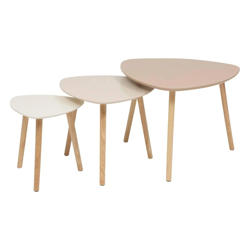 Atmosphera - 3 Tables gigognes mileo Beige 60x60x45cm