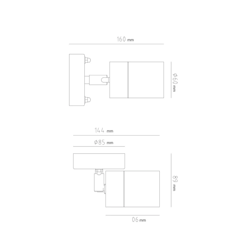 Lightbox Spot mural d'extérieur - 14 cm x 9 cm - Spot mural d'extérieur avec protection en verre contre la pluie & tête pivotante - pour la façade de la maison - douille GU10, max. 10 W - IP44 - en