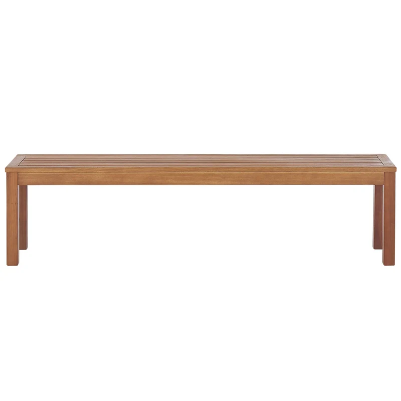 Ensemble Repas de Jardin 6 Places Table et 2 Bancs en Bois d'Eucalyptus Clair pour Jardin ou Terrasse Rustique Monsano Beliani
