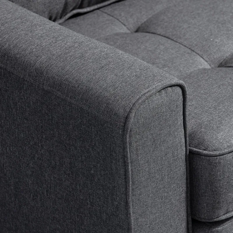 HOMCOM Canapé Convertible 2 Places canapé-lit avec Dossier capitonné, Coussins et Matelas Pliable au Sol, canapé en Tissu Effet Lin pour Salon, Chambre d'amis, 147,5 x 75 x 85 cm, Gris