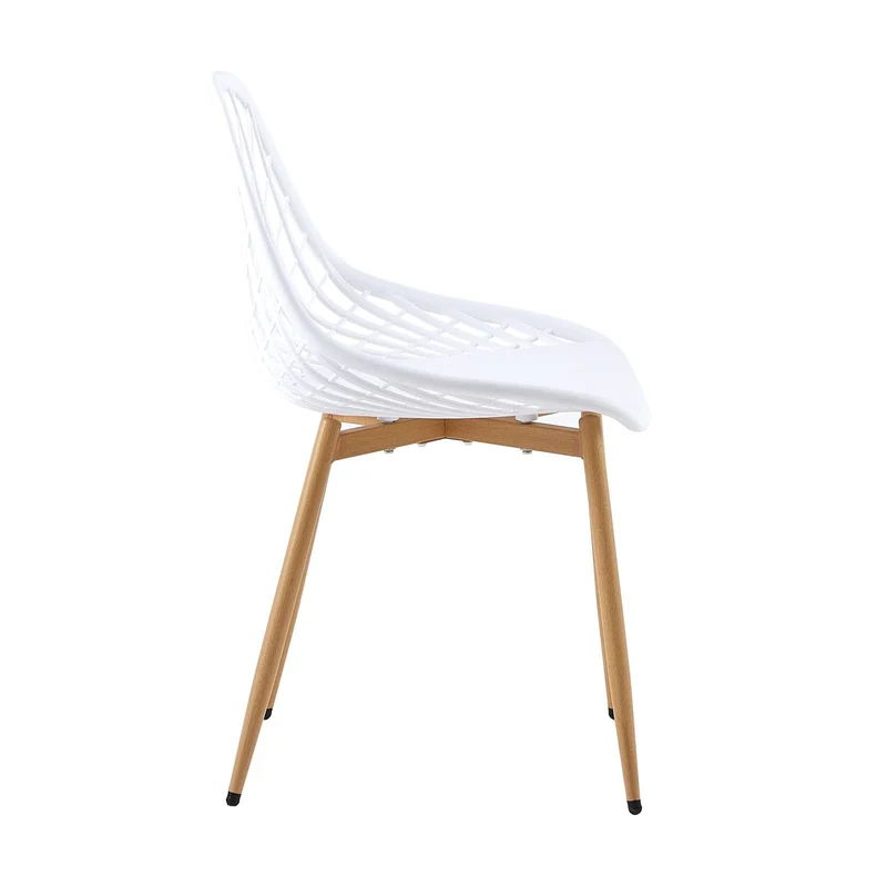 LafeuR Lot de 6 chaises de jardin avec table rectangulaire 110 x 70 cm, pour terrasse, balcon, salon de jardin pour 6 personnes (table à manger blanche + 6 chaises blanches)