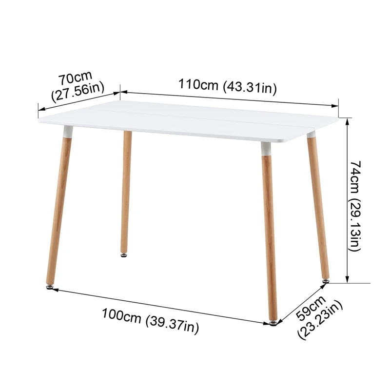LafeuR Lot de 6 chaises de jardin avec table rectangulaire 110 x 70 cm, pour terrasse, balcon, salon de jardin pour 6 personnes (table à manger blanche + 6 chaises blanches)
