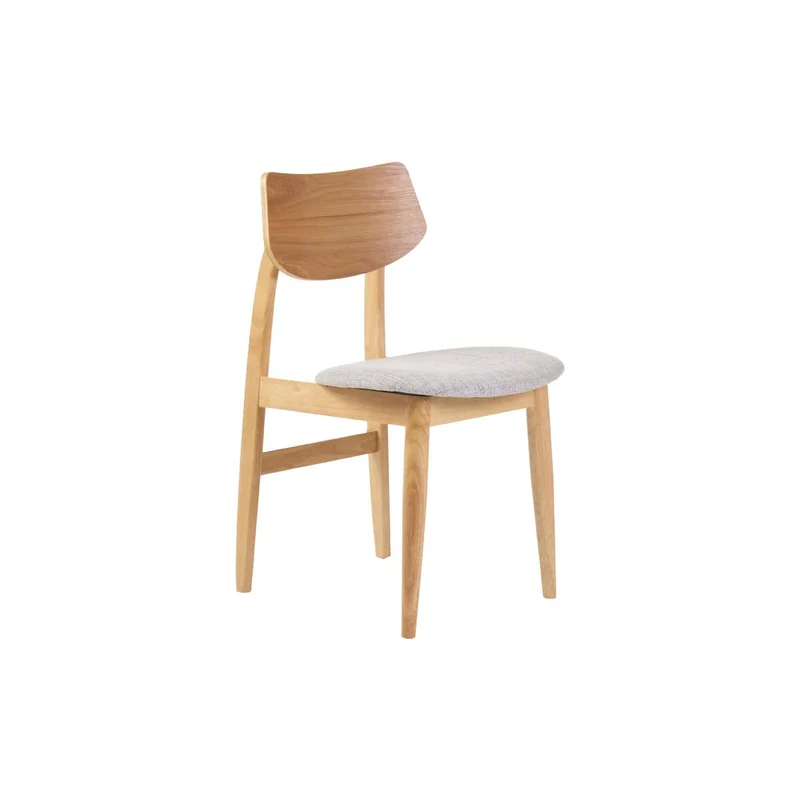 Miliboo Chaises scandinaves en Bois Clair et Tissu Gris Clair (Lot de 2) ELION