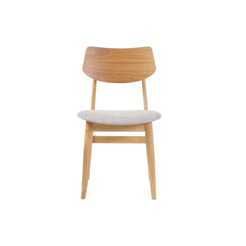 Miliboo Chaises scandinaves en Bois Clair et Tissu Gris Clair (Lot de 2) ELION