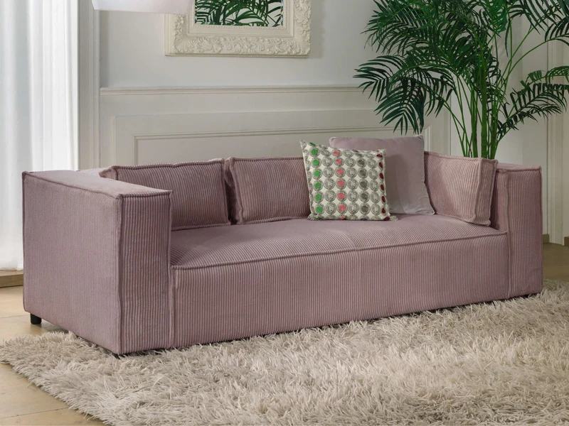 Lisa Design - Canapé Stella en Velours Côtelé - Sofa Rose 3 Places - Salon