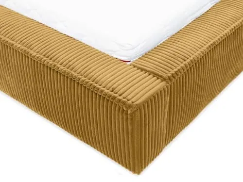 Best Mobilier - Lit 160X200 cm Swan en Velours Côtelé Jaune avec Sommier Inclus - Chambre Adulte