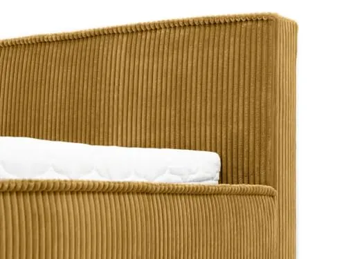 Best Mobilier - Lit 160X200 cm Swan en Velours Côtelé Jaune avec Sommier Inclus - Chambre Adulte