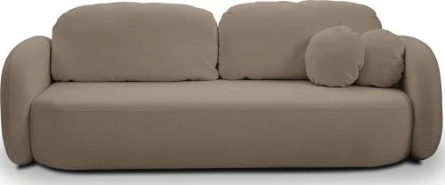 WFL GROUP Canapé-lit 3 Places Greta avec Coffre de Rangement - Design Scandinave Unique - Sofa Convertible avec Fonction Lit - Marron