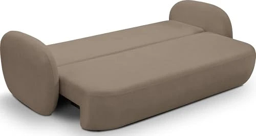WFL GROUP Canapé-lit 3 Places Greta avec Coffre de Rangement - Design Scandinave Unique - Sofa Convertible avec Fonction Lit - Marron