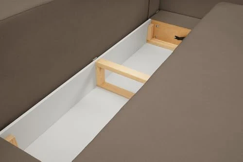WFL GROUP Canapé-lit 3 Places Greta avec Coffre de Rangement - Design Scandinave Unique - Sofa Convertible avec Fonction Lit - Marron