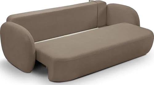 WFL GROUP Canapé-lit 3 Places Greta avec Coffre de Rangement - Design Scandinave Unique - Sofa Convertible avec Fonction Lit - Marron