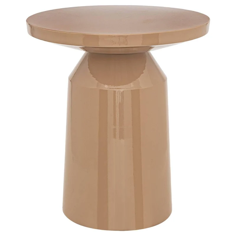 Atmosphera Créateur d'Intérieur - Table d'Appoint Totem Sita en Métal Beige - Table pour Chambre, Salon, Entrée - D38cm