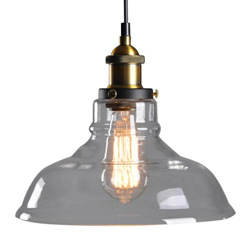 Verre Rétro Suspensions Luminaires Industrielle Vintage Plafonniers Lustre Edison Culot E27 Eclairage de Plafond Lampe Suspensions (Ampoule Non inclut) (Transparent)