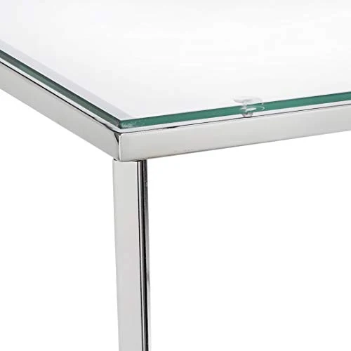 AC Design Furniture Gurli Table de Basse Carrée, H: 45 x l: 50 x P: 50 cm, Transparent/Chrome, Verre/Métal, 1 pc