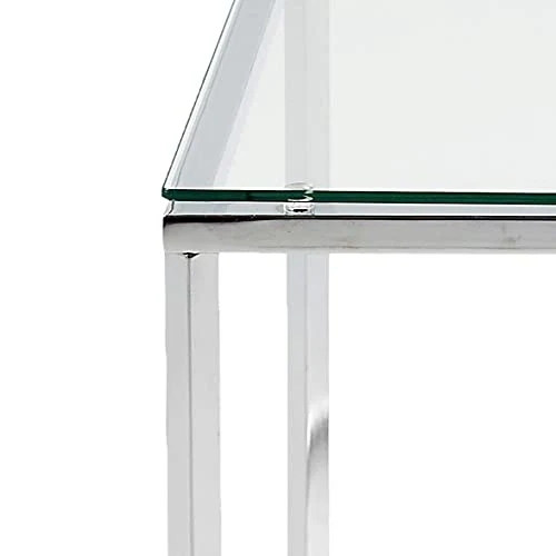 AC Design Furniture Gurli Table de Basse Carrée, H: 45 x l: 50 x P: 50 cm, Transparent/Chrome, Verre/Métal, 1 pc