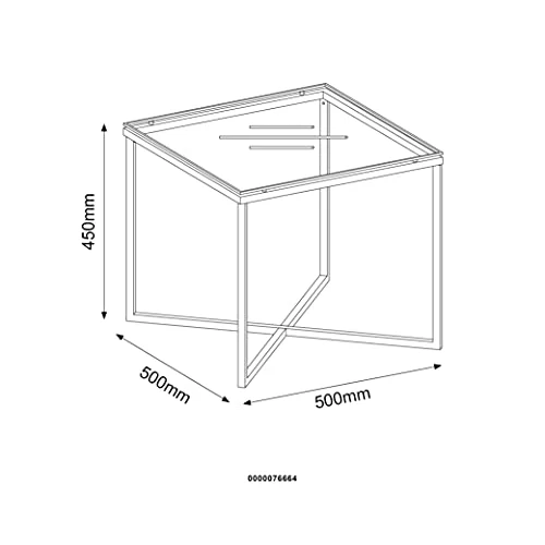 AC Design Furniture Gurli Table de Basse Carrée, H: 45 x l: 50 x P: 50 cm, Transparent/Chrome, Verre/Métal, 1 pc