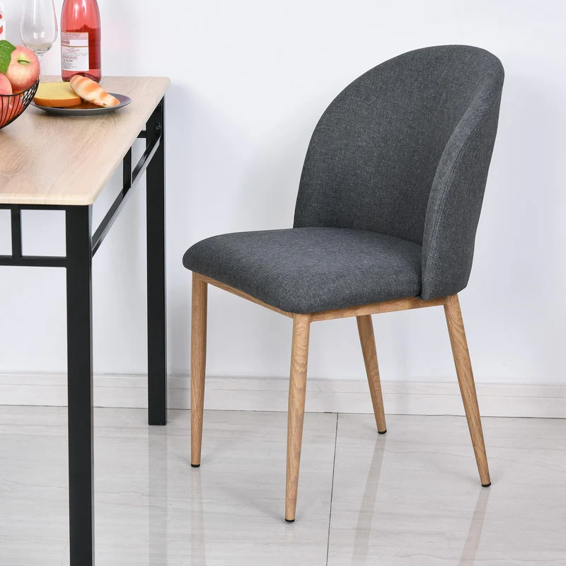 HOMCOM Lot de 2 chaises de Salle à Manger Chaise de Salon Pieds en métal Imitation Bois 50 x 58 x 85 cm Gris