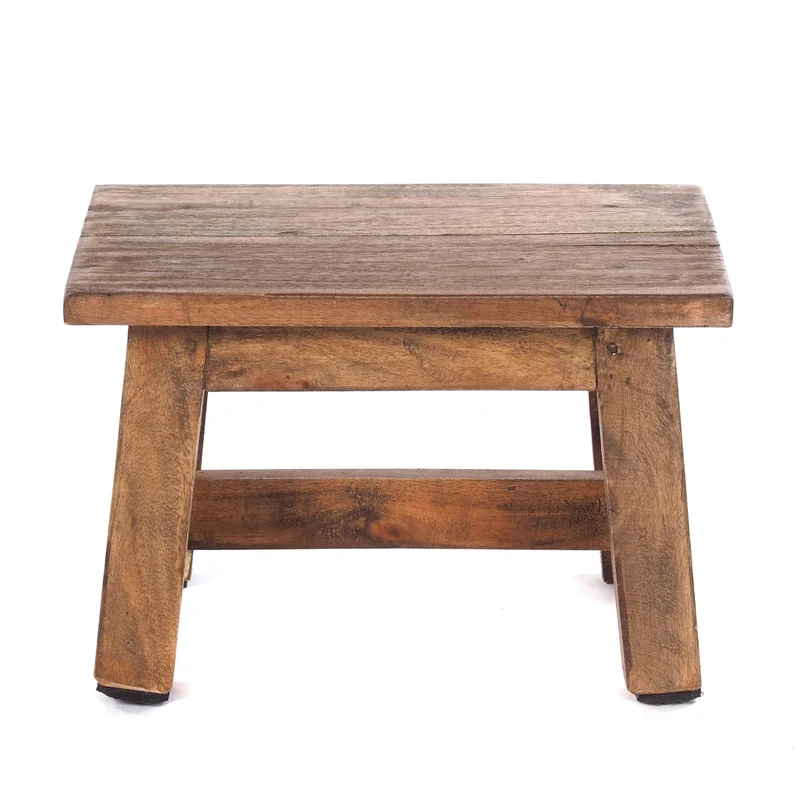DESIGN DELIGHTS Tabouret en bois Monte - 30 x 20 x 21 cm (l x p x h) - Bois massif d'acajou - Tabouret rustique pour fleurs et plantes - Tabouret d'appoint - Tabouret décoratif - Couleur : 01