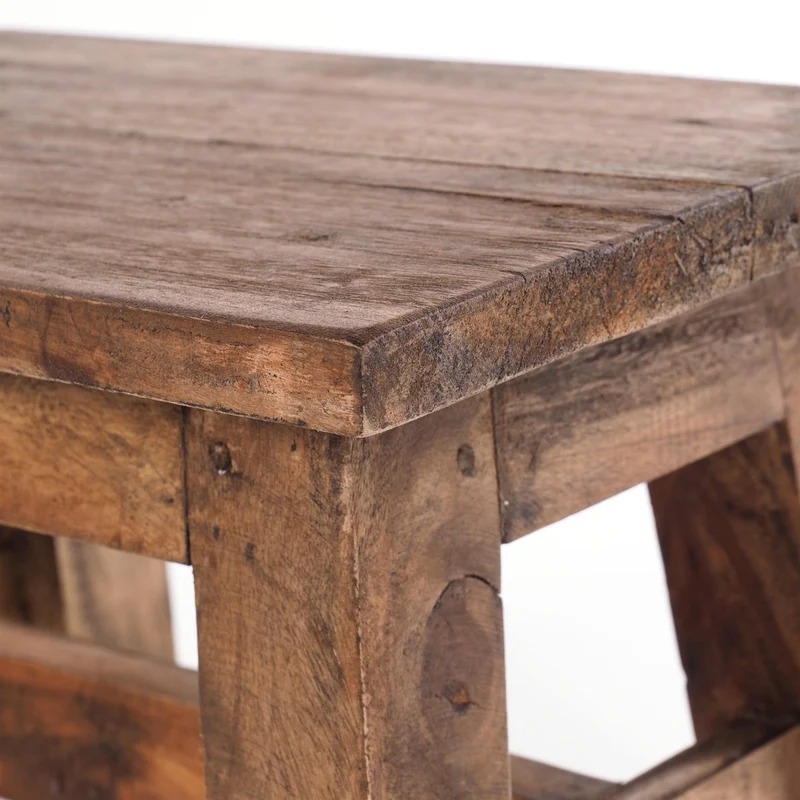 DESIGN DELIGHTS Tabouret en bois Monte - 30 x 20 x 21 cm (l x p x h) - Bois massif d'acajou - Tabouret rustique pour fleurs et plantes - Tabouret d'appoint - Tabouret décoratif - Couleur : 01