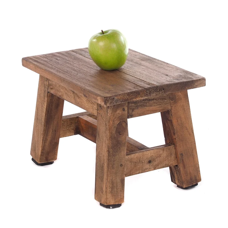 DESIGN DELIGHTS Tabouret en bois Monte - 30 x 20 x 21 cm (l x p x h) - Bois massif d'acajou - Tabouret rustique pour fleurs et plantes - Tabouret d'appoint - Tabouret décoratif - Couleur : 01