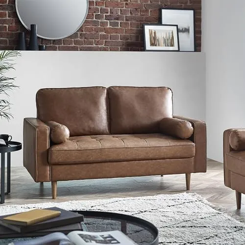 Julian Bowen Canapé 2 Places Henley en Similicuir Marron