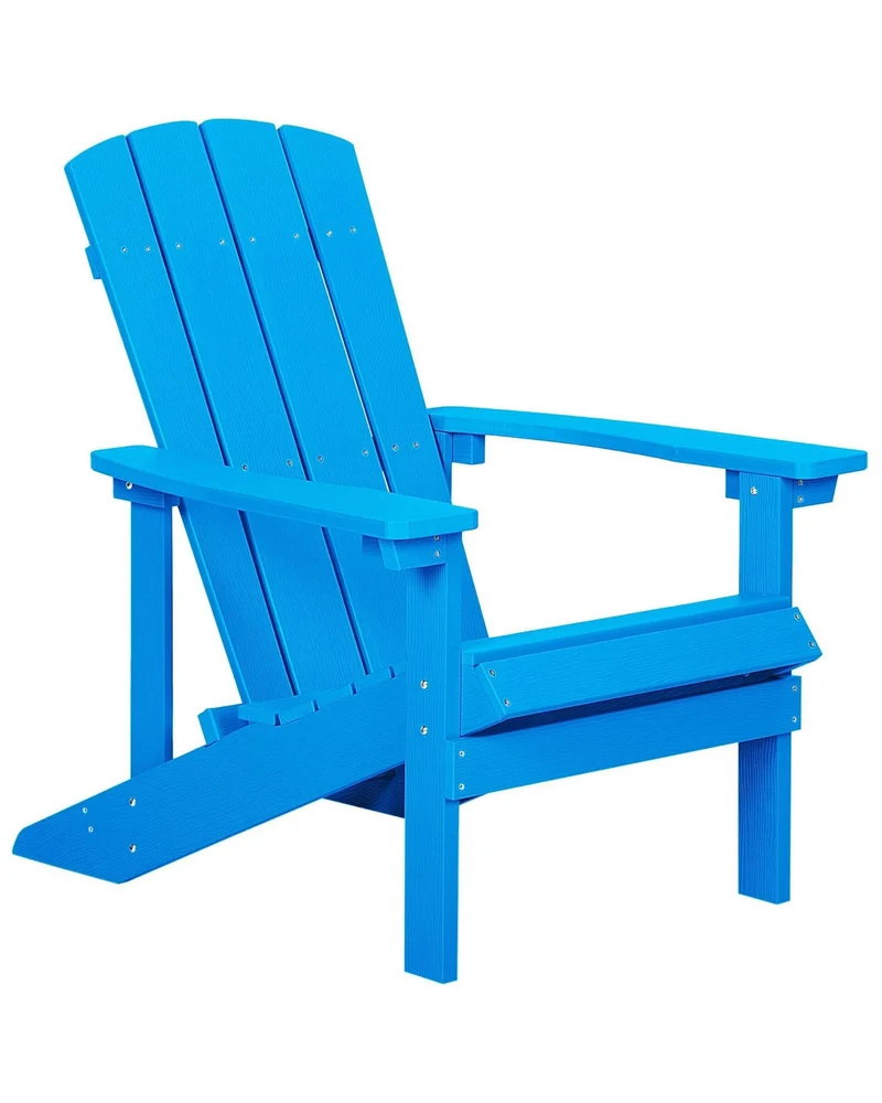 Chaise Basse Fauteuil de Jardin Effet Bois Bleu avec Accoudoirs et Dossier Confortable Matières Résitantes pour Terrasse Rustique et Campagne Beliani