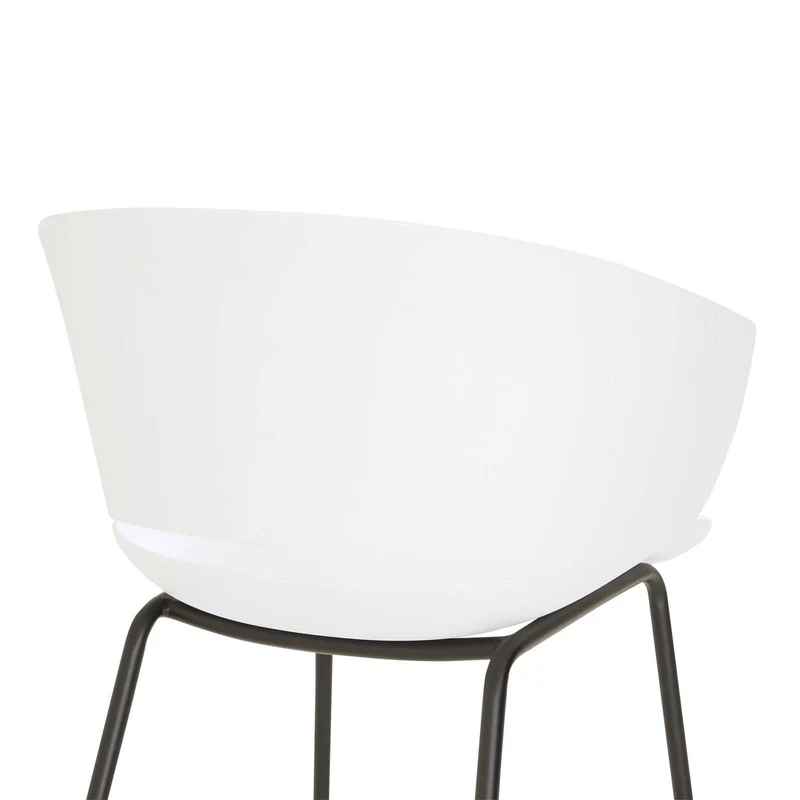 IDIMEX Lot de 4 chaises de Jardin NIVEL Fauteuil d'extérieur en Plastique Blanc résistant aux UV et Pieds en métal Noir