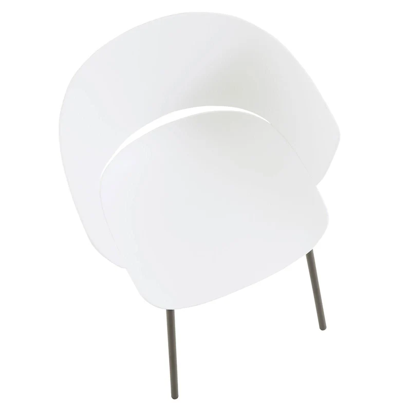 IDIMEX Lot de 4 chaises de Jardin NIVEL Fauteuil d'extérieur en Plastique Blanc résistant aux UV et Pieds en métal Noir