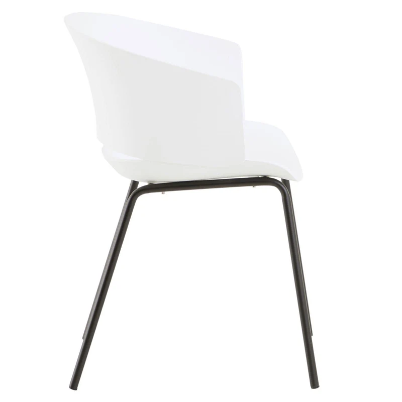 IDIMEX Lot de 4 chaises de Jardin NIVEL Fauteuil d'extérieur en Plastique Blanc résistant aux UV et Pieds en métal Noir