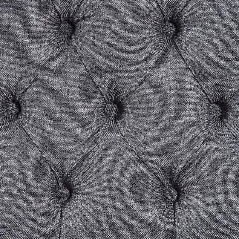 Canapé Banquette 2 Places en Tissu Gris Foncé avec Piétement Noir en Bois et Haut Dossier Capitonné pour Salon ou Couloir Vintage Classique Beliani
