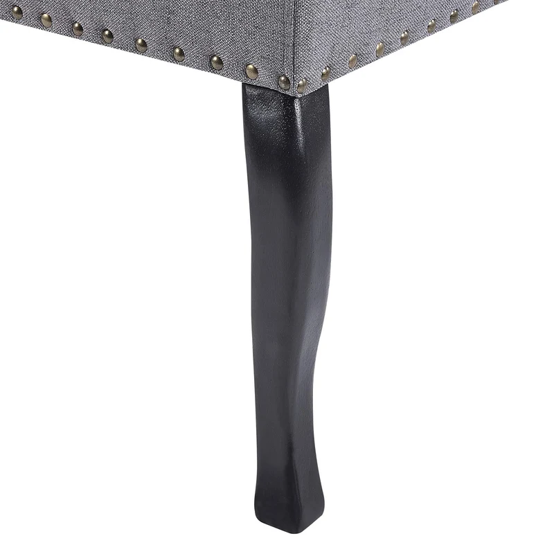 Canapé Banquette 2 Places en Tissu Gris Foncé avec Piétement Noir en Bois et Haut Dossier Capitonné pour Salon ou Couloir Vintage Classique Beliani