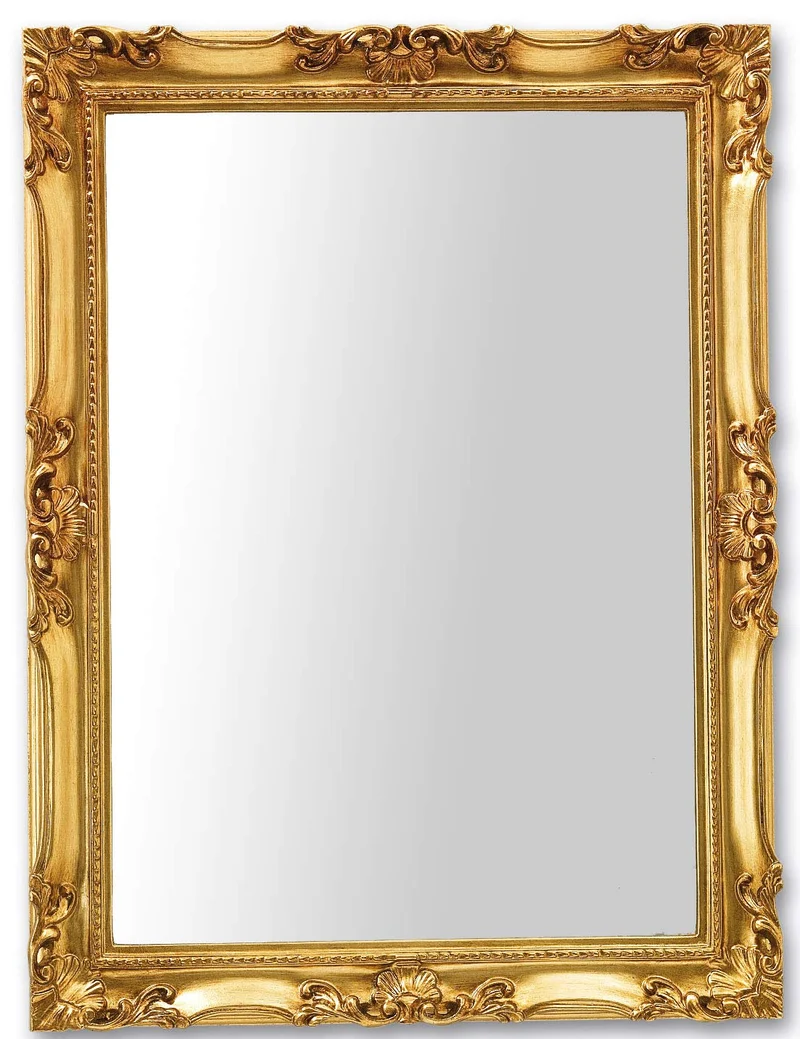 MO.WA Miroir Mural Rectangulaire Classique Feuille d'or 62x82 Miroir Baroque Miroir Cadre Bois doré Miroirs muraux Style Louis XIV Chambre Couloir Salle de Bain Salon Made in Italy