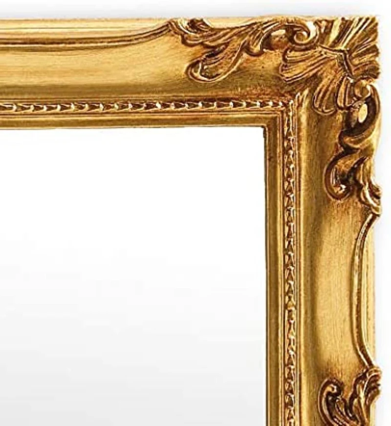 MO.WA Miroir Mural Rectangulaire Classique Feuille d'or 62x82 Miroir Baroque Miroir Cadre Bois doré Miroirs muraux Style Louis XIV Chambre Couloir Salle de Bain Salon Made in Italy