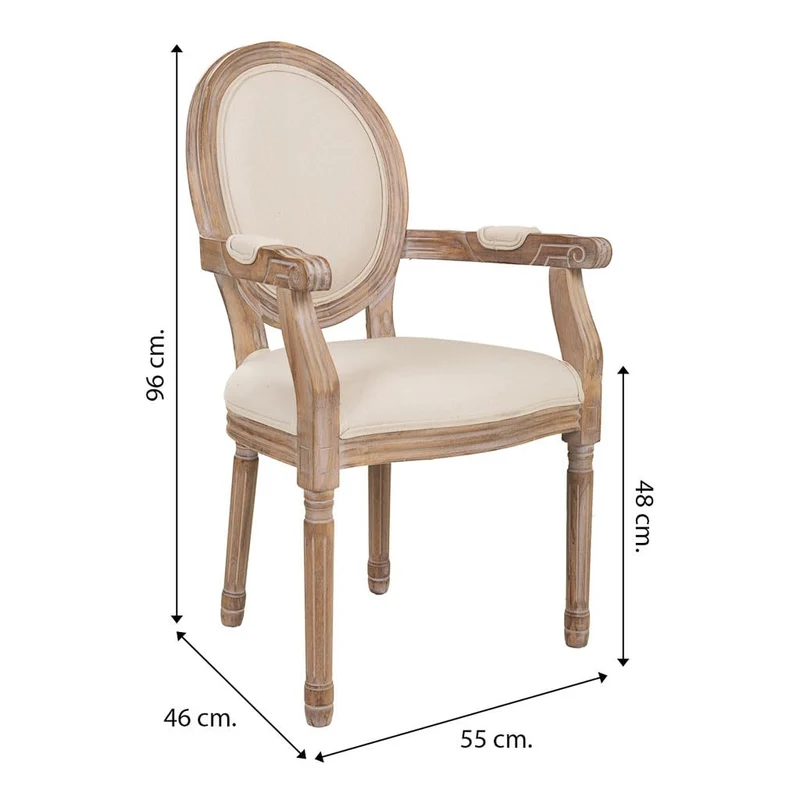 WANDERLUST DECO Silla de Madera tapizada Color Beige 55x46x48/96
