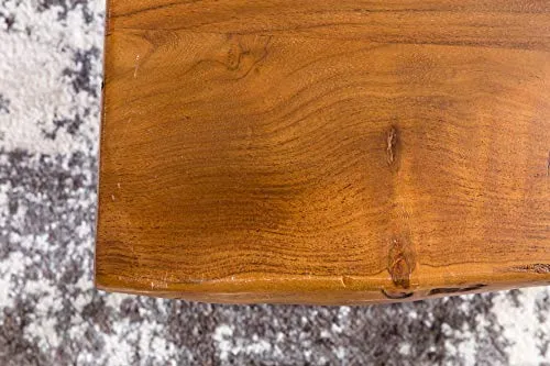 Table basse design Sheesham en bois massif - Bord d'arbre - 56 x 38 x 51 cm - Table en bois de sheesham avec pieds en métal - Table de salon de style maison de campagne rustique