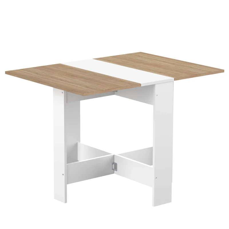 Symbiosis Papillon Table Pliante Blanc et Chêne Naturel 103/67/28x76x73,4 cm