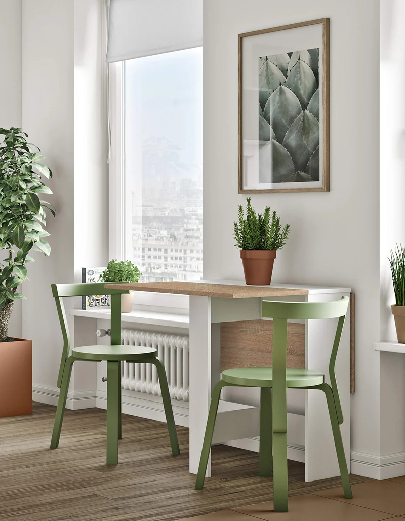 Symbiosis Papillon Table Pliante Blanc et Chêne Naturel 103/67/28x76x73,4 cm