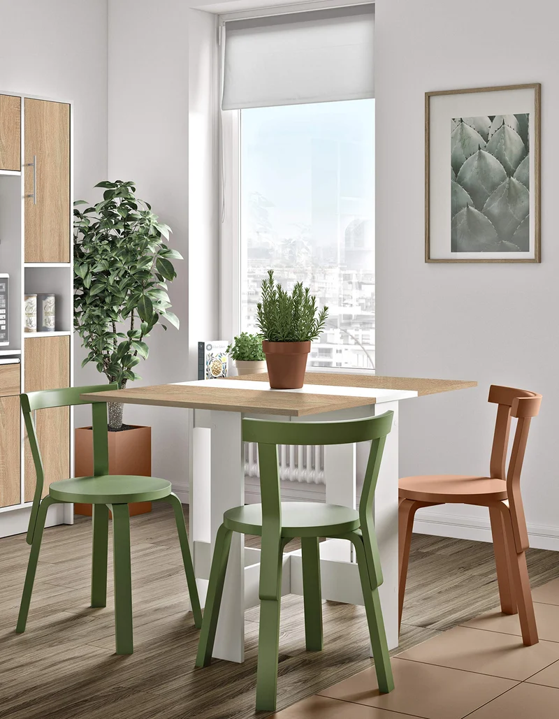 Symbiosis Papillon Table Pliante Blanc et Chêne Naturel 103/67/28x76x73,4 cm