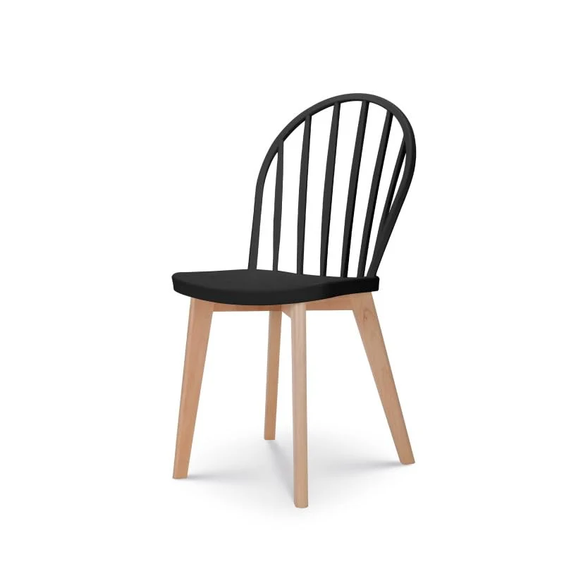 Kosmi Chaise de Salle à Manger EMY Noire avec Pieds en Bois