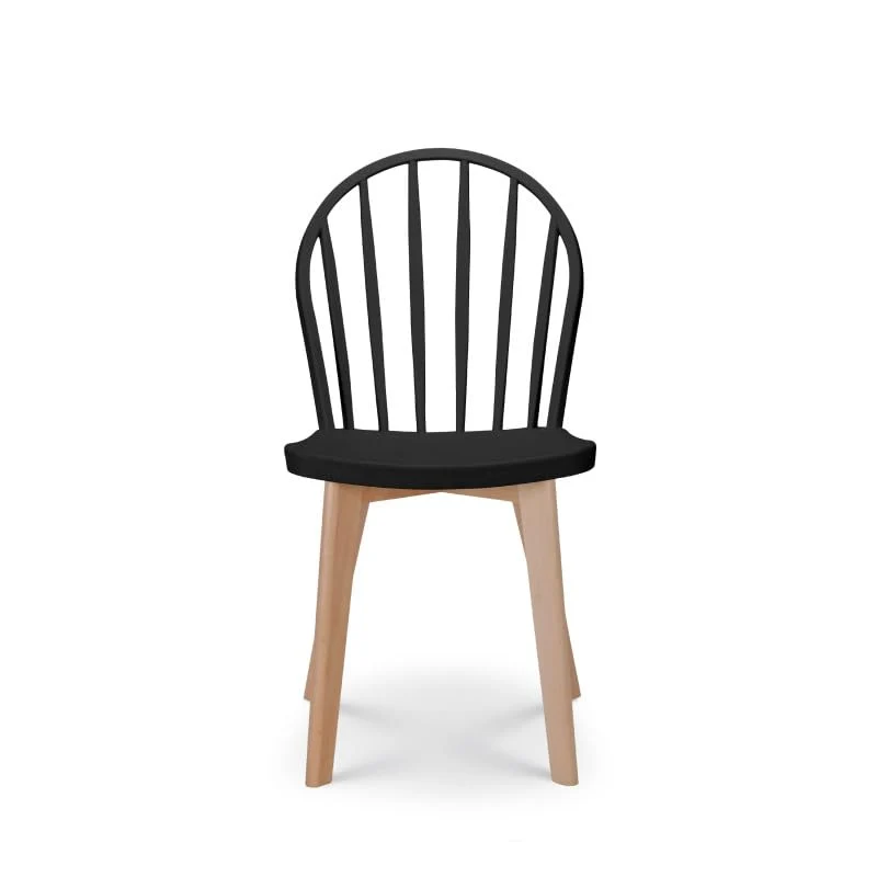 Kosmi Chaise de Salle à Manger EMY Noire avec Pieds en Bois