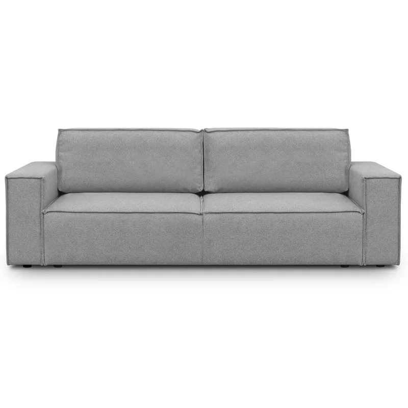 HOMIFAB Canapé Convertible 3 Places avec Coffre de Rangement en Tissu Gris chiné - Harper