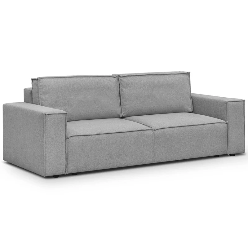 HOMIFAB Canapé Convertible 3 Places avec Coffre de Rangement en Tissu Gris chiné - Harper