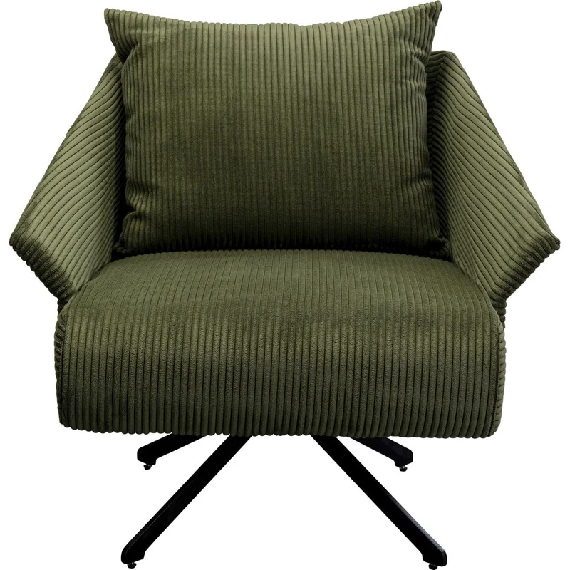 Kare Milo Fauteuil pivotant Design pivotant à 360 °, Charge maximale 110 kg, Aspect Velours côtelé, Fauteuil de Salon, rembourré, avec accoudoirs, pour Salon, Bureau, en Bois de pin Massif, 73 x 83 x