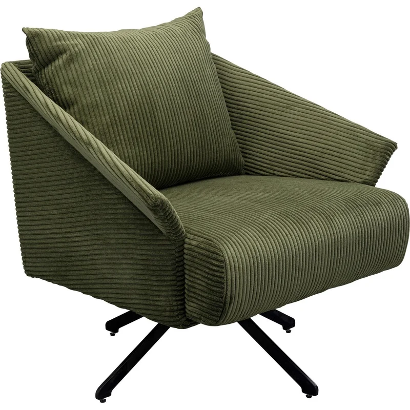 Kare Milo Fauteuil pivotant Design pivotant à 360 °, Charge maximale 110 kg, Aspect Velours côtelé, Fauteuil de Salon, rembourré, avec accoudoirs, pour Salon, Bureau, en Bois de pin Massif, 73 x 83 x