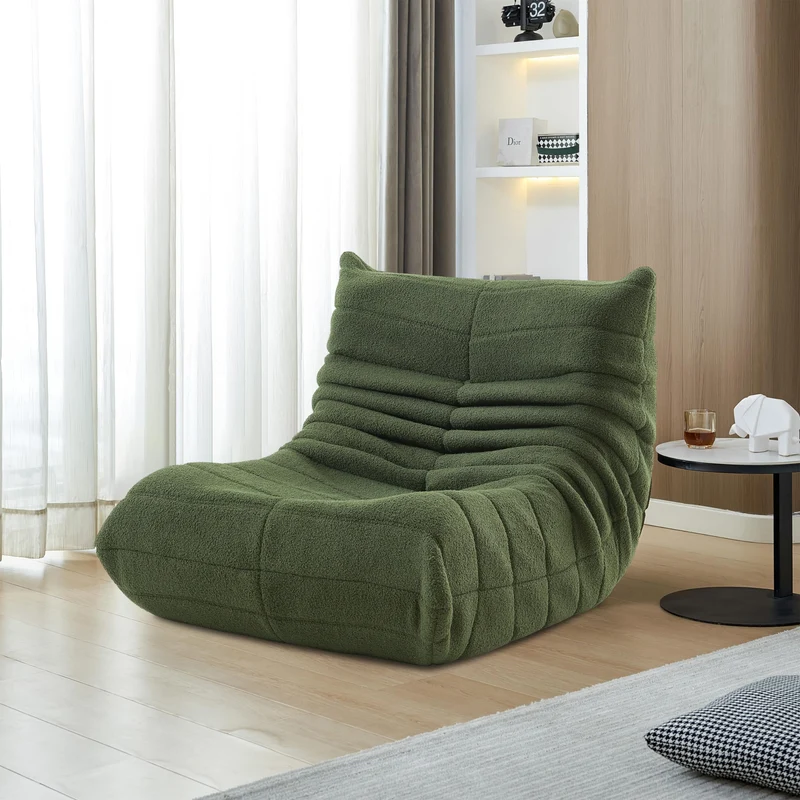 DULRLLY Canapé de Sol Confortable pour Adultes, Fauteuil de Lecture, Pouf Poire en Velours Doux, Chaise Simple géante pour Salon, Chambre à Coucher, Bureau (Vert)