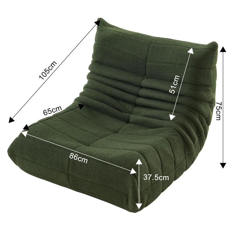 DULRLLY Canapé de Sol Confortable pour Adultes, Fauteuil de Lecture, Pouf Poire en Velours Doux, Chaise Simple géante pour Salon, Chambre à Coucher, Bureau (Vert)