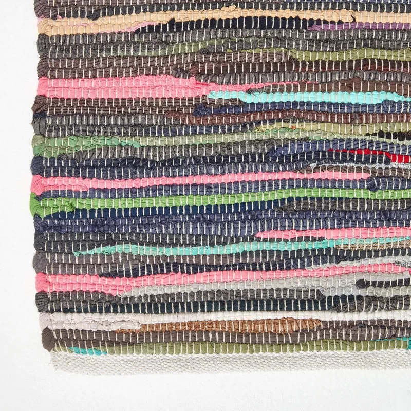 HOMESCAPES Tapis Chindi en Coton recyclé, Tapis Multicolore (150 x 240 cm)
