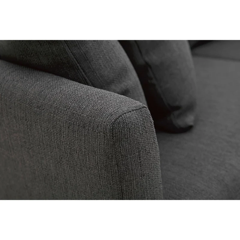 Miliboo Canapé scandinave déhoussable 3 Places en Tissu Gris foncé et Bois Clair Oslo