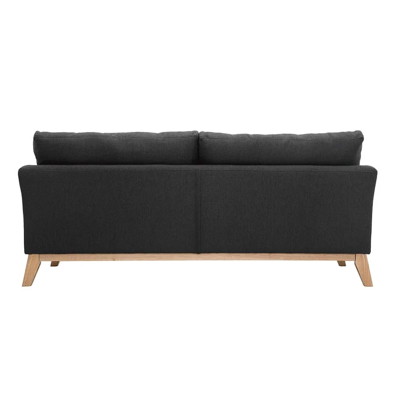 Miliboo Canapé scandinave déhoussable 3 Places en Tissu Gris foncé et Bois Clair Oslo